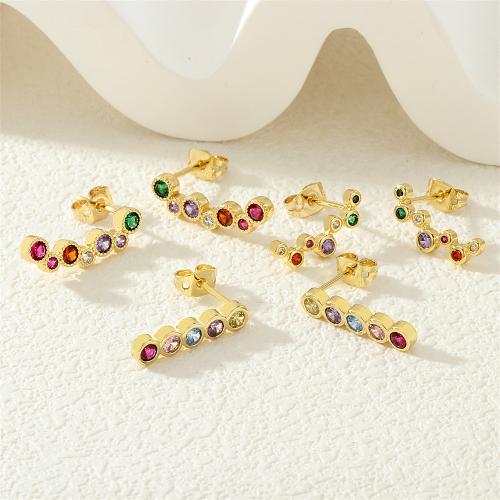 Boucles d'oreilles en laiton zircon cubique pavent, Placage de couleur d'or, DIY & styles différents pour le choix & pavé de micro zircon, plus de couleurs à choisir, protéger l'environnement, sans nickel, plomb et cadmium, Vendu par paire