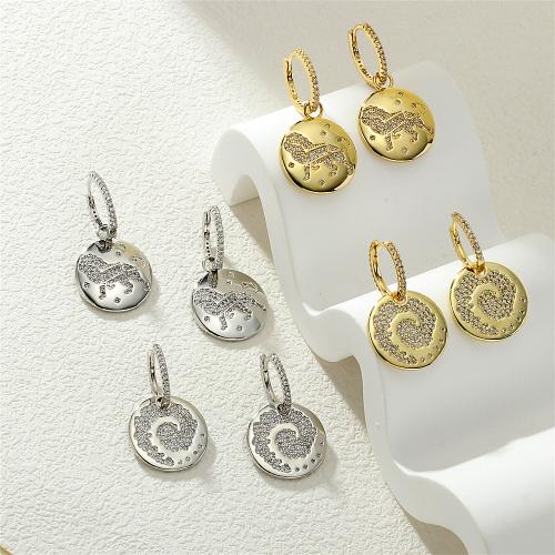 Cubic Zirconia Micro Pave Brass Earring, Round, plated, different designs for choice & micro pave cubic zirconia & for woman, more colors for choice, nickel, lead & cadmium free, Sold By Pair