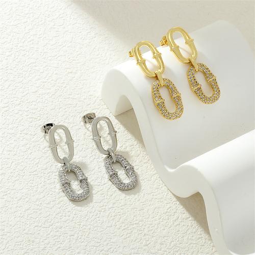 Boucles d'oreilles en laiton zircon cubique pavent, Placage, pavé de micro zircon & pour femme, plus de couleurs à choisir, protéger l'environnement, sans nickel, plomb et cadmium, Vendu par paire