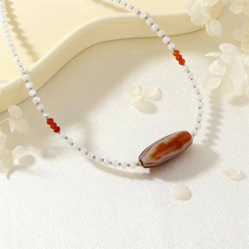 Gemstone Jewelry karoliai, Žalvarinis, su Gemstone Traškučiai & Agatas & Krištolas, aukso spalva padengtas, moters, nikelio, švino ir kadmio nemokamai, Pardavė PC