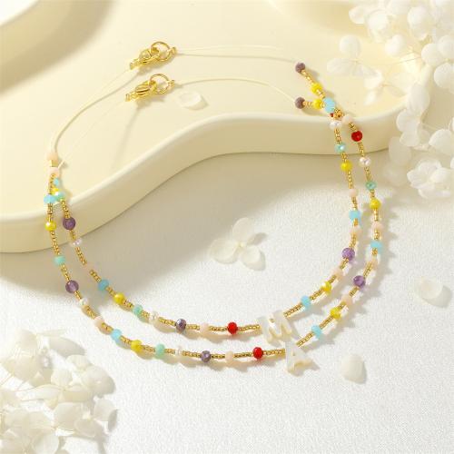 Collier bijoux de pierre gemme, laiton, avec Chips de pierres précieuses & coquille & perle d'eau douce cultivée & verre, Placage de couleur d'or, styles différents pour le choix & pour femme, plus de couleurs à choisir, protéger l'environnement, sans nickel, plomb et cadmium, Vendu par PC