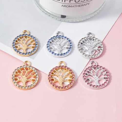 Tibetan Style Pendants, Round, plated, DIY & micro pave cubic zirconia, more colors for choice, 16.20x19.60mm, 100PCs/Bag, Sold By Bag