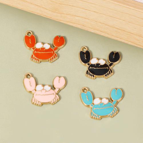 Tibetan Style Enamel Pendants, Crab, gold color plated, DIY, more colors for choice, 20x17mm, 100PCs/Bag, Sold By Bag