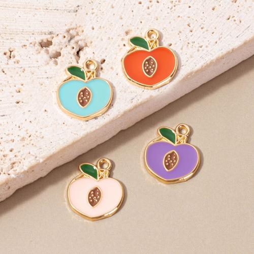 Tibetan Style Enamel Pendants, Peach, gold color plated, DIY, more colors for choice, nickel, lead & cadmium free, 14x16mm, 100PCs/Bag, Sold By Bag