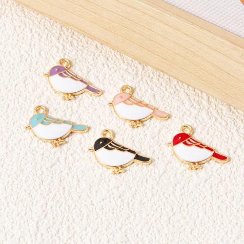 Tibetan Style Enamel Pendants, Bird, gold color plated, DIY, more colors for choice, 19.40x15mm, 100PCs/Bag, Sold By Bag