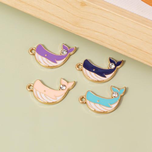 Tibetan Style Enamel Pendants, Whale, gold color plated, DIY, more colors for choice, 23x13mm, 100PCs/Bag, Sold By Bag