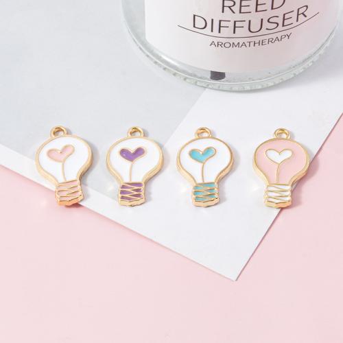 Tibetan Style Enamel Pendants, Light Bulb, gold color plated, DIY, more colors for choice, 12.40x16.20mm, 100PCs/Bag, Sold By Bag