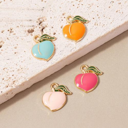 Tibetan Style Enamel Pendants, Peach, gold color plated, DIY, more colors for choice, 15x16mm, 100PCs/Bag, Sold By Bag