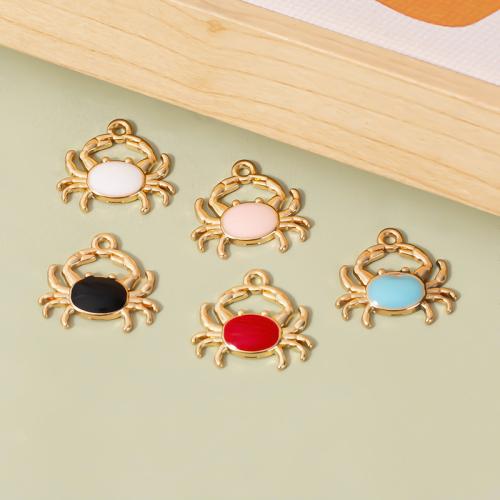 Tibetan Style Enamel Pendants, Crab, gold color plated, DIY, more colors for choice, 19x17mm, 100PCs/Bag, Sold By Bag