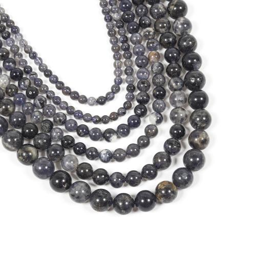 Perles bijoux en pierres gemmes, Iolite, Rond, DIY & normes différentes pour le choix, couleurs mélangées, Vendu par brin