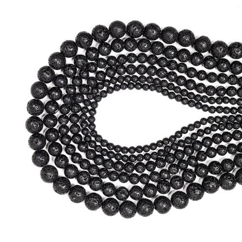 Natural Lava Beads, Round, DIY & different size for choice, black, Sold By Strand