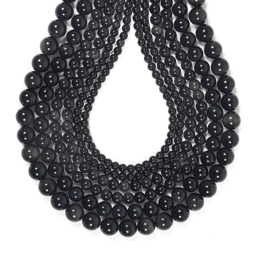 Natural Black Obsidian Beads, Round, DIY & different size for choice, black, Sold By Strand