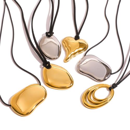 Stainless Steel Jewelry Necklace, 304 Stainless Steel, with Wax Cord, plated, fashion jewelry & different styles for choice & for woman, more colors for choice, Sold By PC