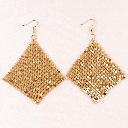 Aluminum Alloy Drop Earring, Rhombus, plated, fashion jewelry & for woman & hollow, golden, Sold By Pair