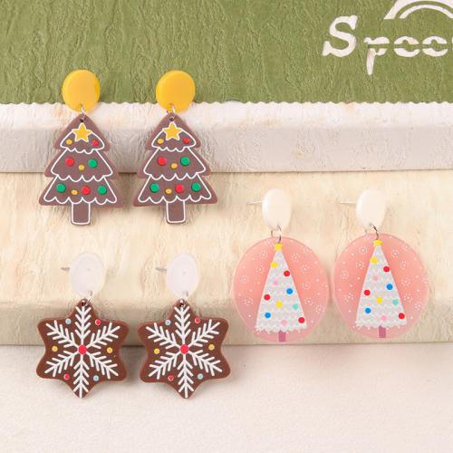 Acrylic Jewelry Earring, printing, Christmas Design & different styles for choice & for woman, Sold By Pair