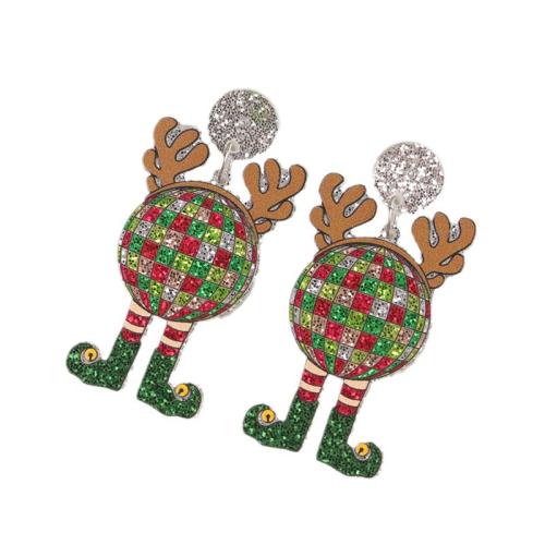 Acrylic Jewelry Earring, printing, Christmas Design & different styles for choice & for woman, Sold By Pair