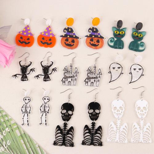 Acrylic Jewelry Earring, printing, Halloween Design & different styles for choice & for woman, Sold By Pair