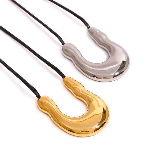 Collier de bijoux en acier inoxydable, Acier inoxydable 304, avec cordon en cuir, Placage, bijoux de mode & unisexe, plus de couleurs à choisir, Longueur:75 cm, Vendu par PC