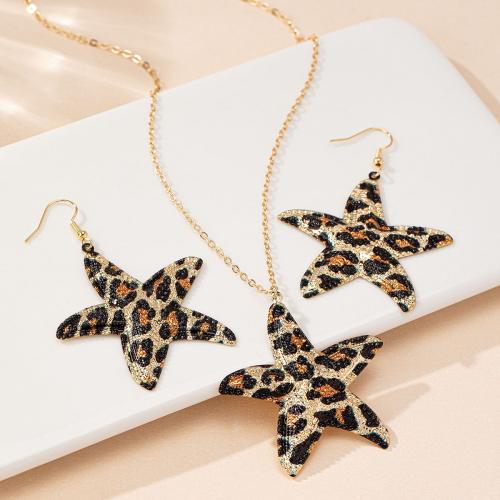 Tibetan Style Jewelry Sets, earring & necklace, Starfish, plated, for woman, gold, Sold By Set