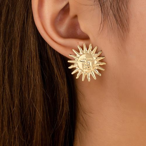 Iron Earring, plated, for woman, gold, Sold By Pair