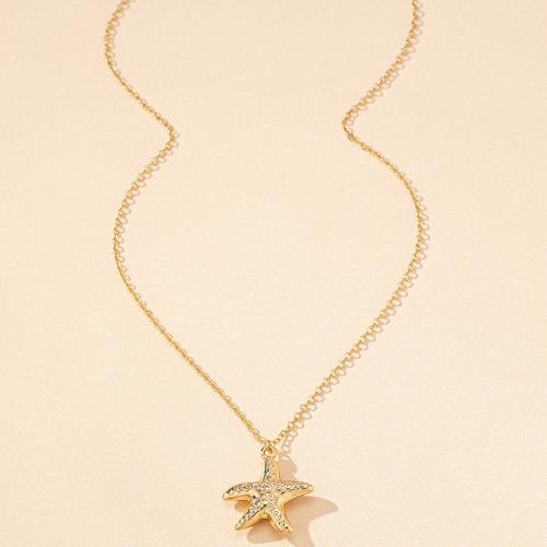 CCB Necklaces, Copper Coated Plastic, with Iron, Starfish, gold color plated, for woman, gold, Sold By PC