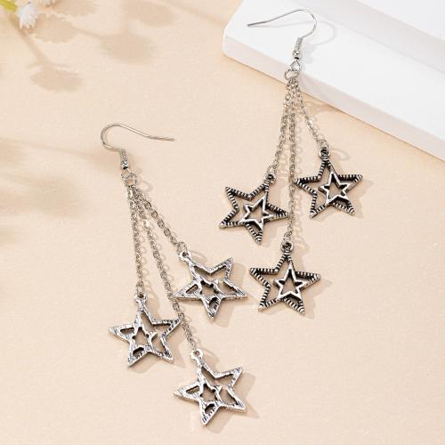 Tibetan Style Drop Earrings, Star, plated, for woman, dark grey, Sold By Pair