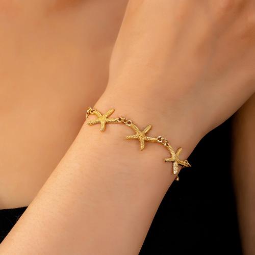 Tibetan Style Bracelet, Starfish, plated, for woman, gold, Sold By PC