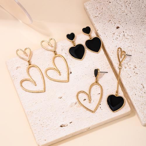 Tibetan Style Stud Earring, Heart, plated, different styles for choice & for woman & enamel, more colors for choice, Sold By Pair