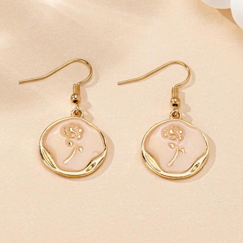 Tibetan Style Drop Earrings, plated, for woman & enamel, gold, Sold By Pair