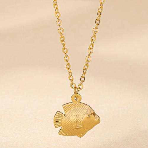 Iron Necklaces, Fish, plated, for woman, gold, Sold By PC