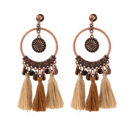 Tibetan Style Drop Earrings, with Caddice, plated, different styles for choice & for woman, golden, 33x90mm, Sold By Pair