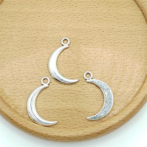 Tibetan Style Moon Pendants, antique silver color plated, DIY, 13x25mm, 100PCs/Bag, Sold By Bag