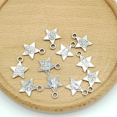 Tibetan Style Star Pendant, antique silver color plated, DIY, 12x15mm, 100PCs/Bag, Sold By Bag