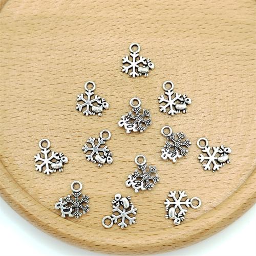 Pendentifs en alliage de zinc, flocon de neige, Plaqué de couleur d'argent, DIY, 10x10mm, 100PC/sac, Vendu par sac