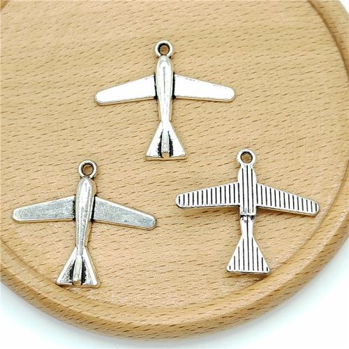 Vehicle Shaped Tibetan Style Pendants, Airplane, antique silver color plated, DIY, 30x29mm, 100PCs/Bag, Sold By Bag