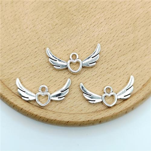 Tibetan Style Heart Pendants, Winged Heart, antique silver color plated, DIY, 25x13mm, 100PCs/Bag, Sold By Bag