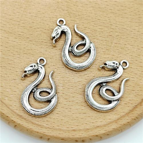 Tibetan Style Animal Pendants, Snake, antique silver color plated, DIY, 17x27mm, 100PCs/Bag, Sold By Bag