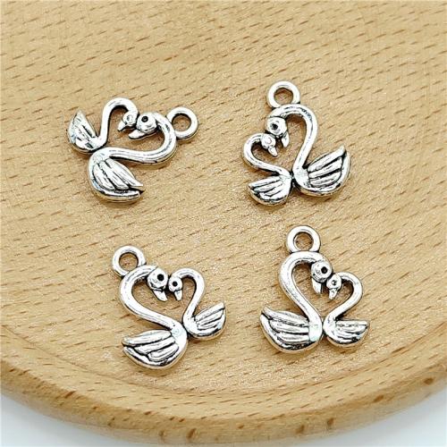 Tibetan Style Animal Pendants, Swan, antique silver color plated, DIY, 12x15mm, 100PCs/Bag, Sold By Bag