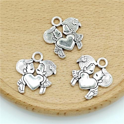 Tibetan Style Pendants, Couple, antique silver color plated, DIY, 20x21mm, 100PCs/Bag, Sold By Bag