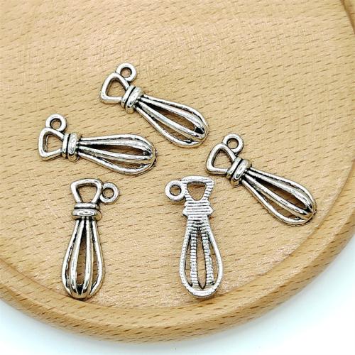 Pendentifs en alliage de zinc, Egg Beater, Plaqué de couleur d'argent, DIY, 9x24mm, 100PC/sac, Vendu par sac