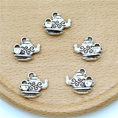 Tibetan Style Pendants, Teapot, antique silver color plated, DIY, 14x13mm, 100PCs/Bag, Sold By Bag