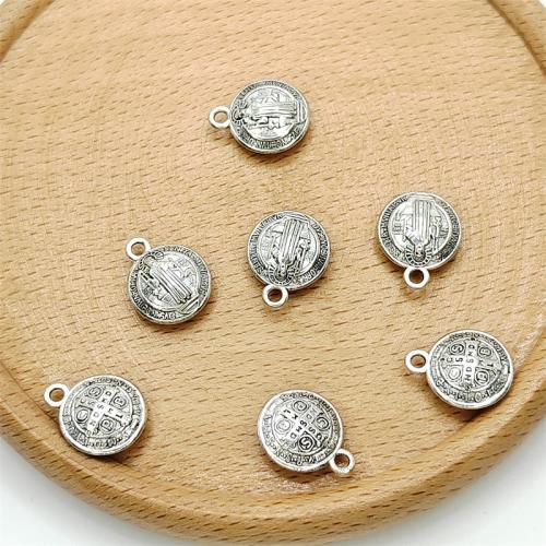 Pendentifs en alliage de zinc, Rond, Plaqué de couleur d'argent, DIY, 12x15mm, 100PC/sac, Vendu par sac