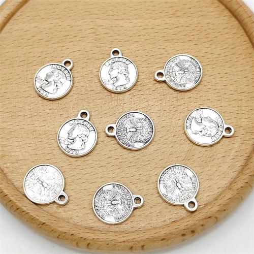 Tibetan Style Pendants, Round, antique silver color plated, DIY, 12x16mm, 100PCs/Bag, Sold By Bag