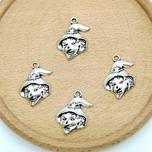 Pendentifs en alliage de zinc, Sorcier, Plaqué de couleur d'argent, DIY, 19x24mm, 100PC/sac, Vendu par sac