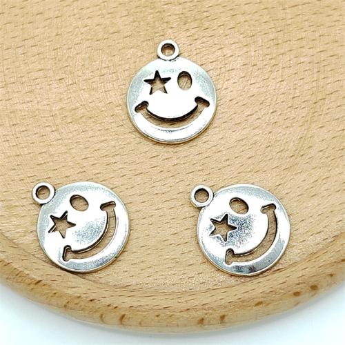 Cinko lydinio Pakabukai, Cinko lydinys, smiling Veidas, antikvariniai sidabro spalva padengtas, Pasidaryk pats, 15x18mm, 100kompiuteriai/Krepšys, Pardavė Krepšys