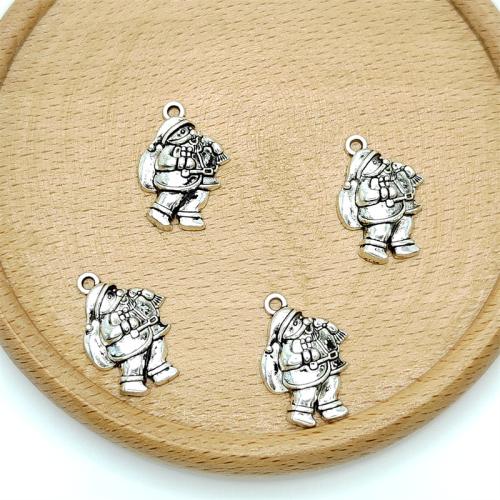 Pendentifs Noël en alliage de zinc, le père noël, Plaqué de couleur d'argent, DIY, 16x23mm, 100PC/sac, Vendu par sac