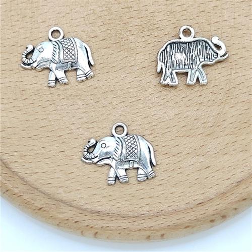 Tibetan Style Animal Pendants, Elephant, antique silver color plated, DIY, 17x15mm, 100PCs/Bag, Sold By Bag