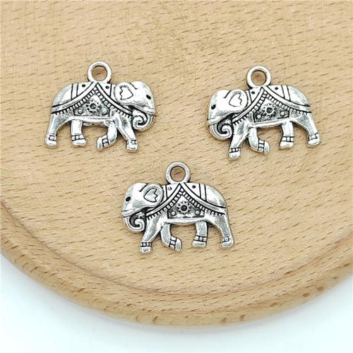 Tibetan Style Animal Pendants, Elephant, antique silver color plated, DIY, 22x16mm, 100PCs/Bag, Sold By Bag