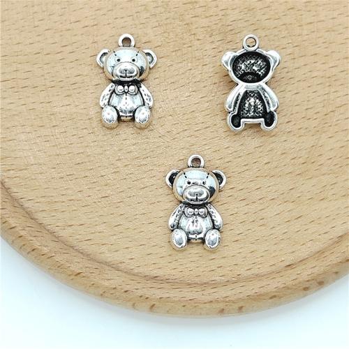 Tibetan Style Animal Pendants, Bear, antique silver color plated, DIY, 10x17mm, 100PCs/Bag, Sold By Bag