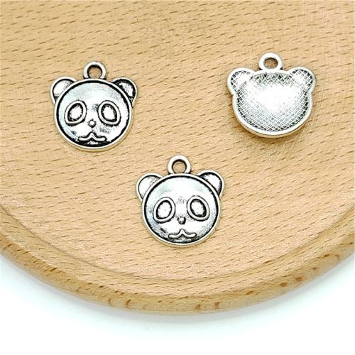 Tibetan Style Animal Pendants, Panda, antique silver color plated, DIY, 16x16mm, 100PCs/Bag, Sold By Bag